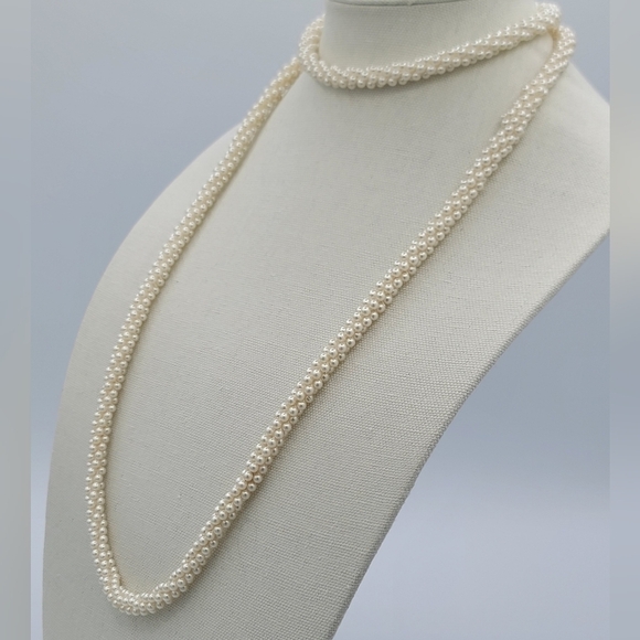 Vintage Faux Pearl Rope Necklace #583 - Picture 4 of 9